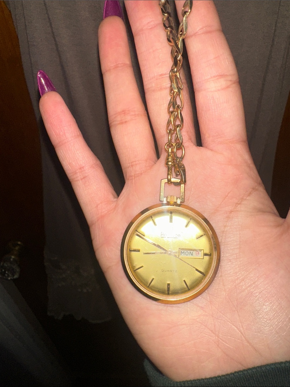 Armitron Gold Pocket Watch Pendant Necklace - Classic Women's Jewelry